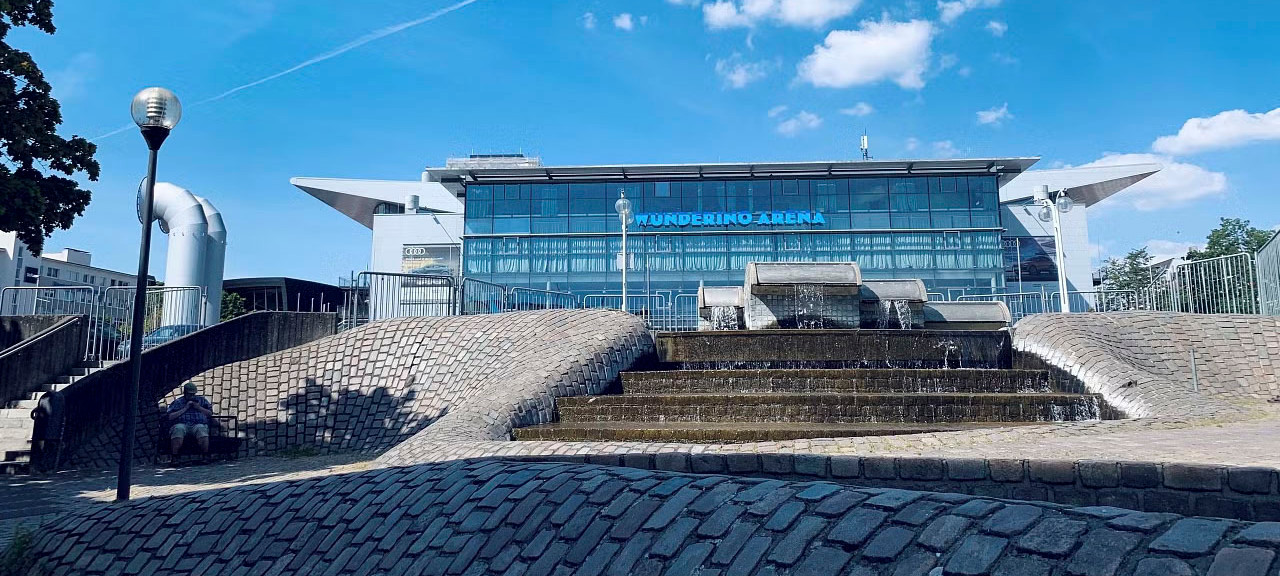 Arena from the outside and walls out of stone